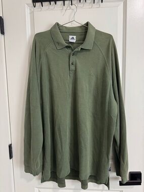 adidas Men's Olive Green Long Sleeve Polo